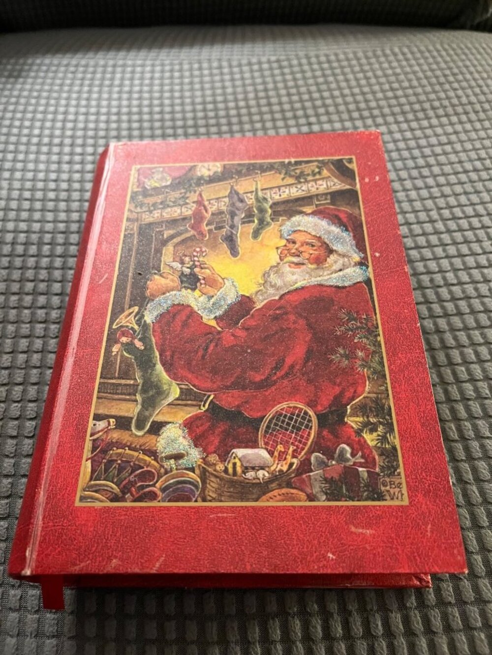 Vintage Empty Santa Claus Book Style Keepsake Box A1284, Betty Whiteaker